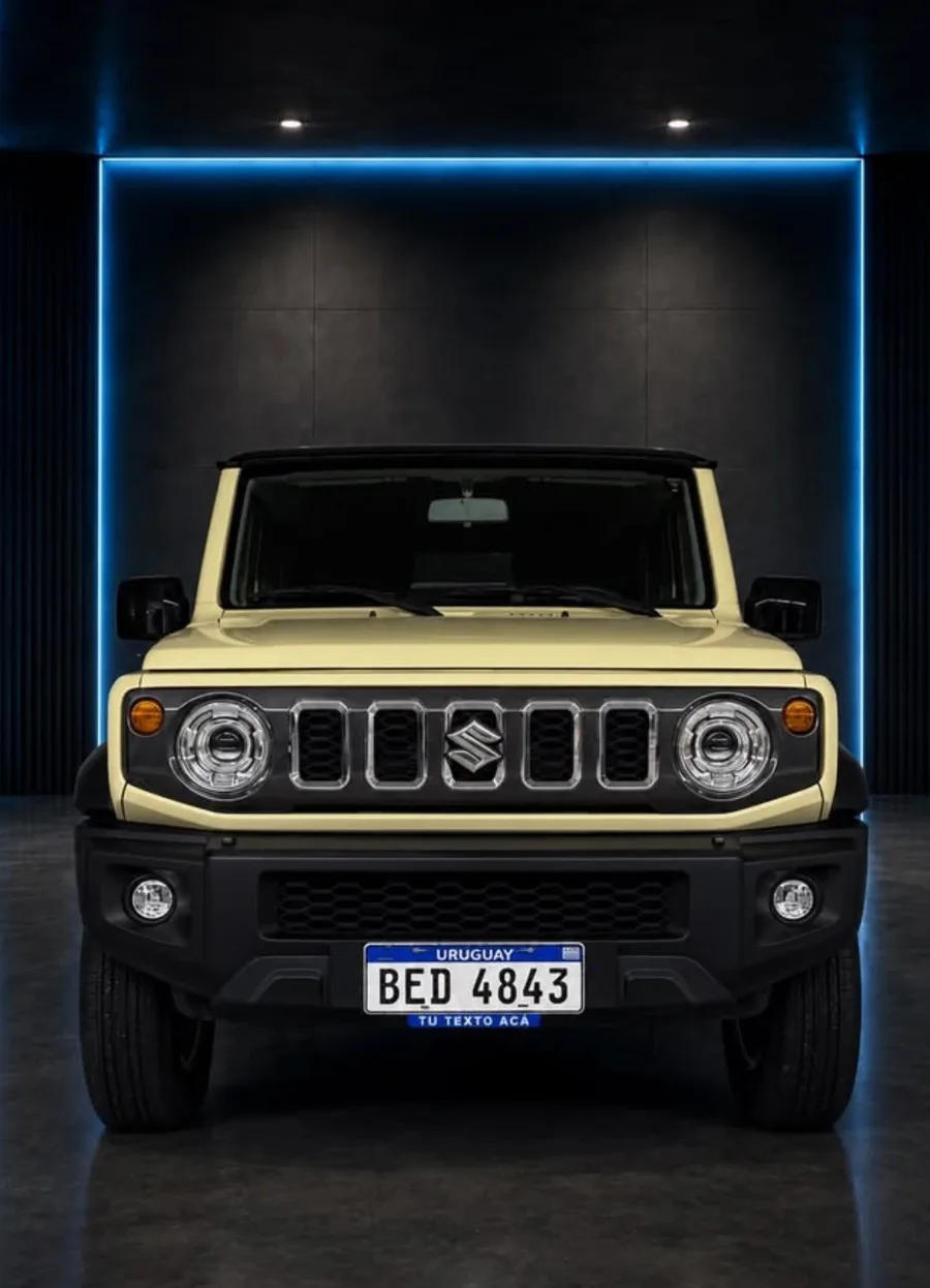 TuChapa instalada debajo de la patente de un Suzuki Jimny